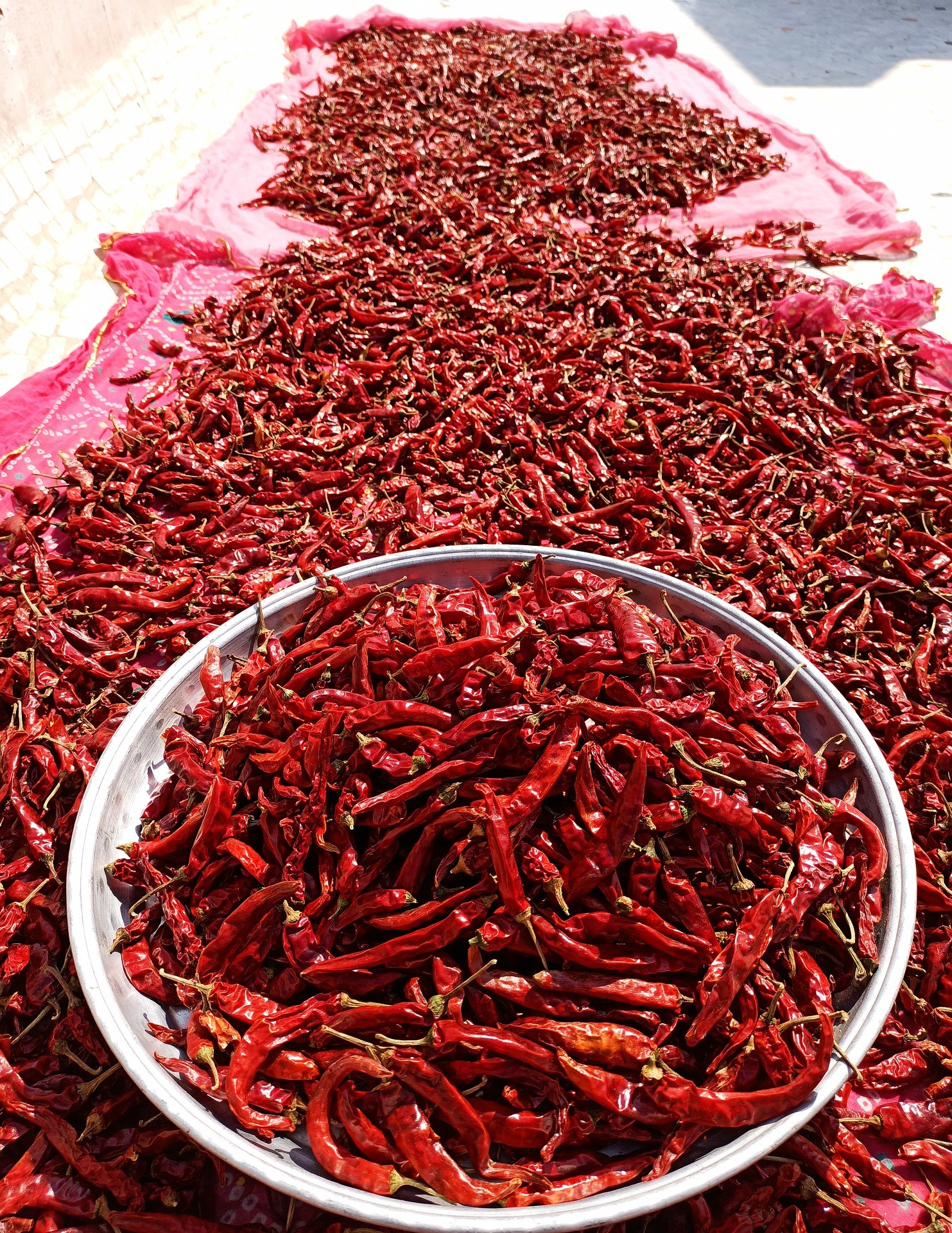 Piment de Cayenne en poudre 3 Piment rouge qui sèche